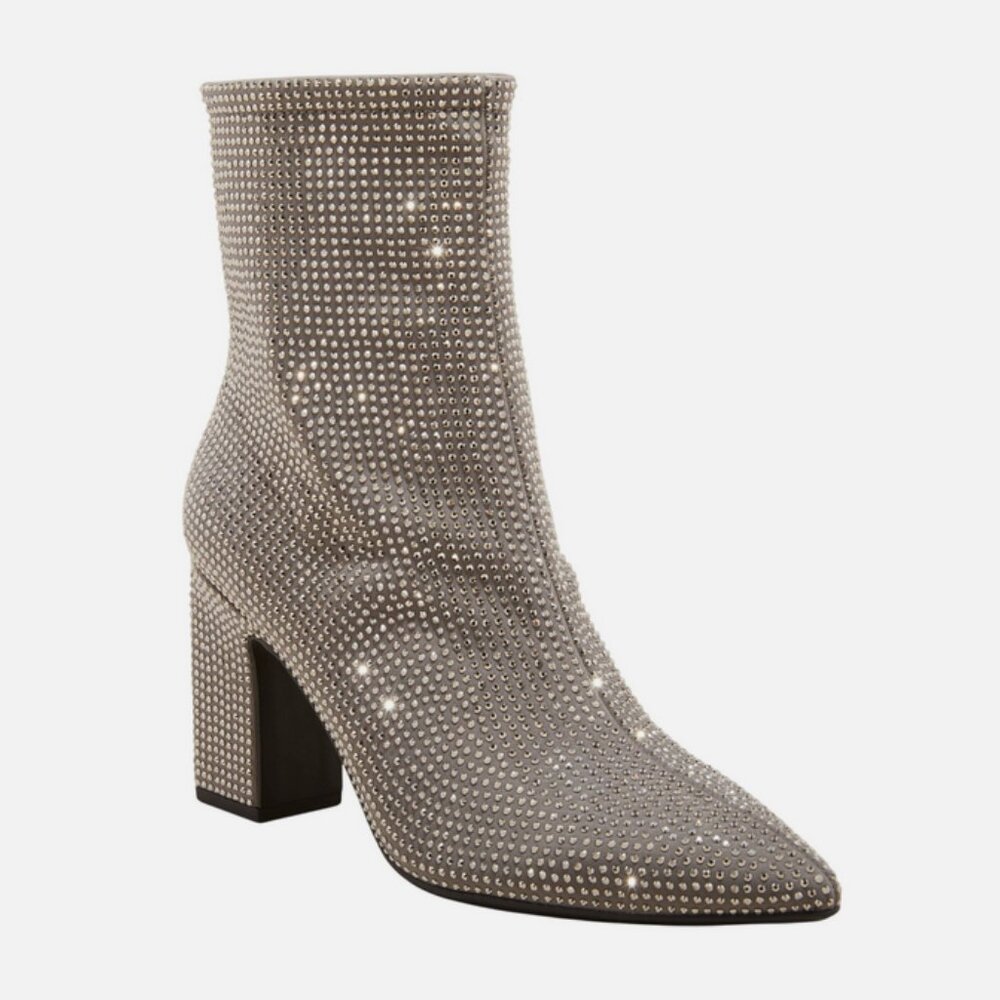 Women's Cassidy Rhinestone Ankle Boots - A New Day Silver 6